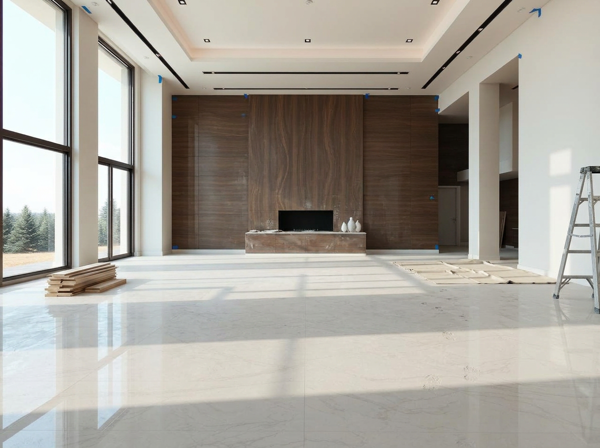 New construction interior before TrueCove post-construction cleaning